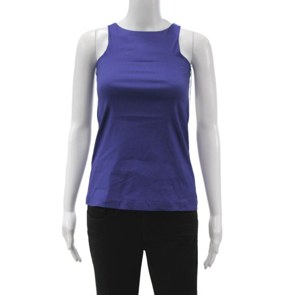Hedge Women Basic Purple Sleeveless High Neck Tank Juniors Size 8